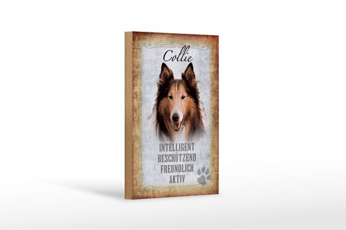 Holzschild Spruch 12x18 cm Collie Hund freundlich Geschenk Dekoration