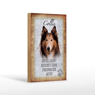 Letrero de madera que dice 12x18 cm Decoración de regalo amigable para perros Collie