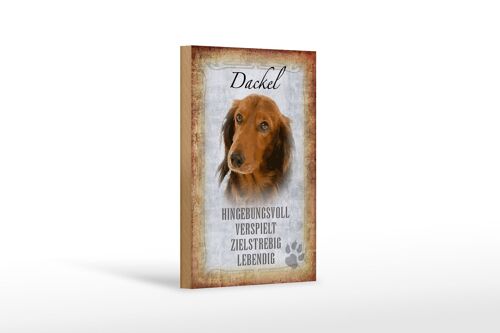 Holzschild Spruch 12x18 cm Dackel Hund lebendig Geschenk Dekoration