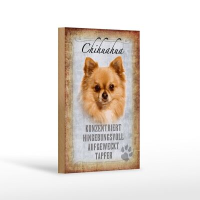 Cartello in legno con scritta 12x18 cm Chihuahua cane coraggioso decorazione regalo