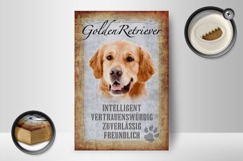 Panneau en bois indiquant 12x18 cm Décoration cadeau pour chien Golden Retriever 2