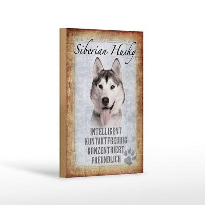 Letrero de madera que dice decoración de regalo de perro Husky siberiano 12x18 cm