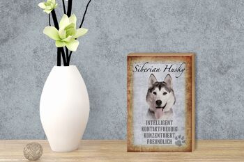 Panneau en bois disant 12x18 cm décoration cadeau chien Husky sibérien 3