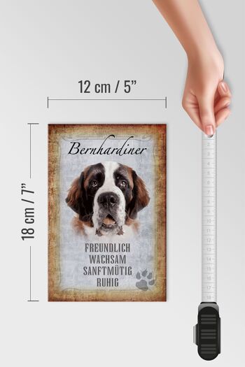 Panneau en bois disant 12x18 cm décoration cadeau chien Saint-Bernard 4