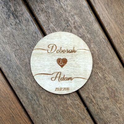 Sous-verre en bois de mariage personnalisé - mariages - n'importe quelle image ou logo - sous-verres personnalisés