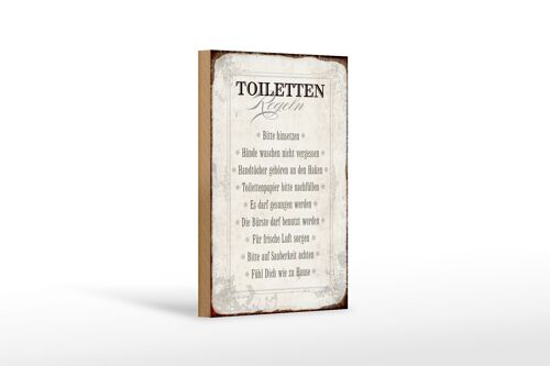 Holzschild Spruch 12x18 cm Toiletten Regeln Haus Geschenk Dekoration