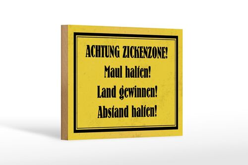 Holzschild Hinweis 18x12 cm Achtung Zickenzone Geschenk Dekoration