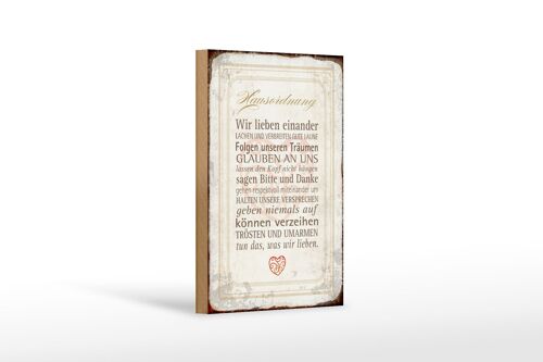 Holzschild Spruch 12x18 cm Hausordnung Haus Geschenk Dekoration