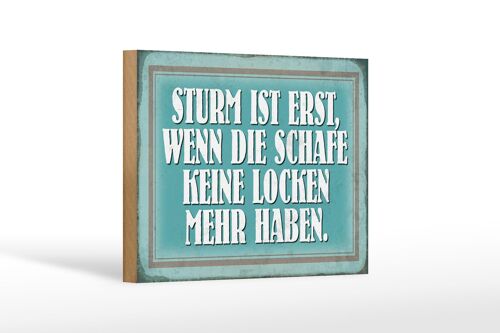 Holzschild Spruch 18x12 cm Sturm wenn Schafe keine Locken Dekoration