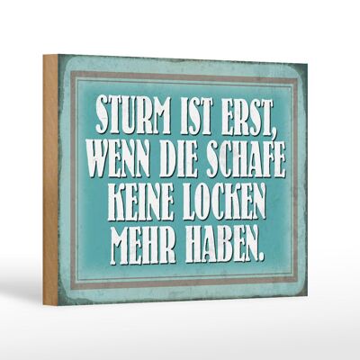 Holzschild Spruch 18x12 cm Sturm wenn Schafe keine Locken Dekoration