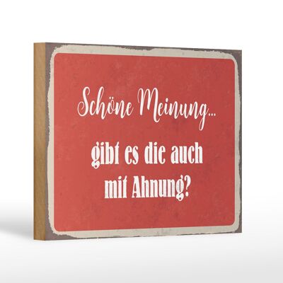 Holzschild Spruch 18x12 cm schöne Meinung gibt mit Ahnung Dekoration