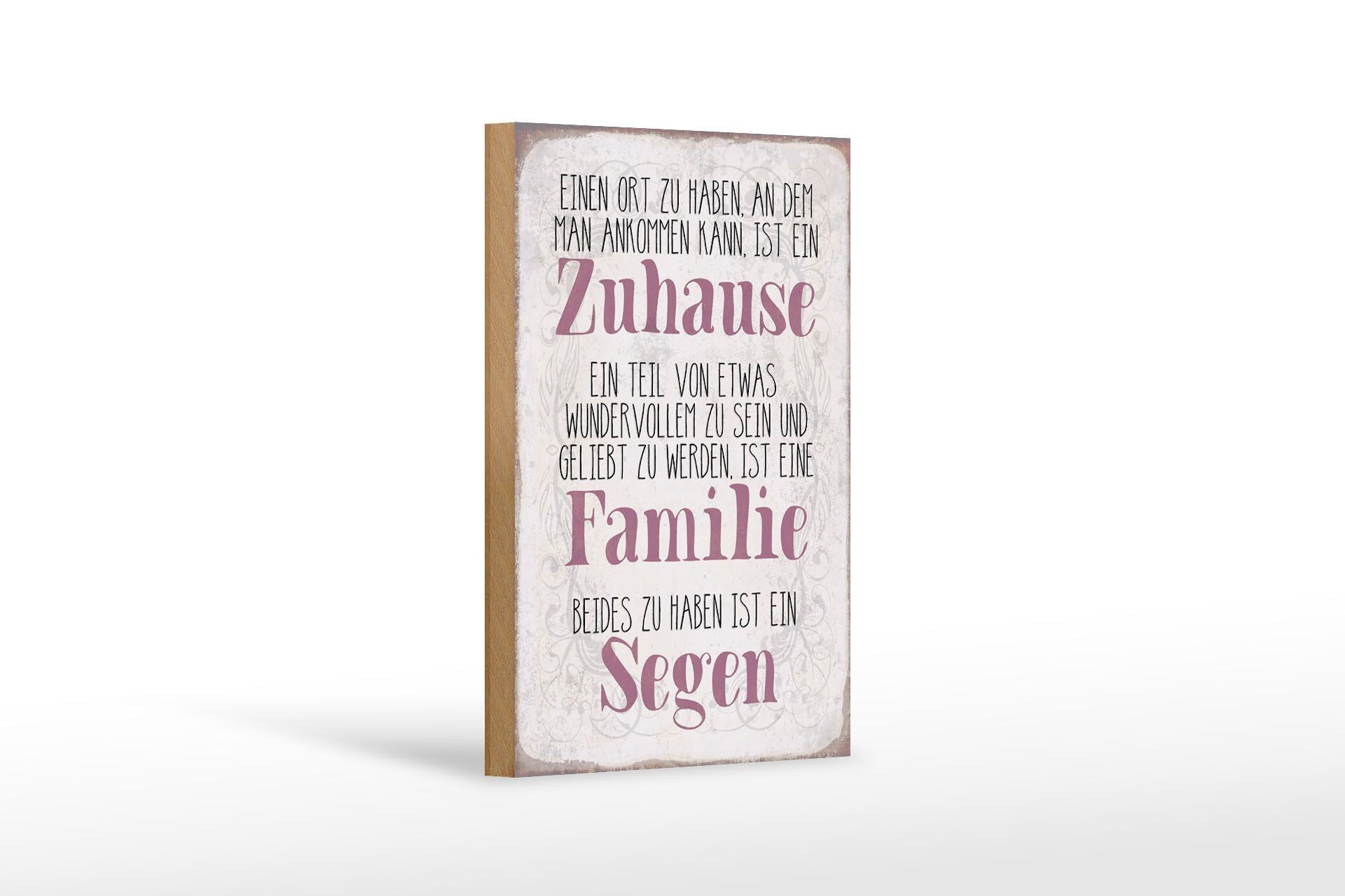Holzschild Spruch 12x18 cm Zuhause Familie beides ein Segen Dekoration