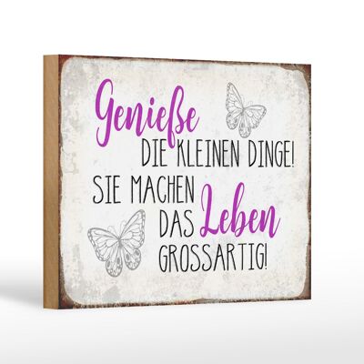 Holzschild Spruch 18x12 cm genieße kleine dinge das Leben Dekoration