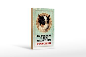 Panneau en bois chien 12x18 cm dans cette maison gardes décoration Pinscher 1