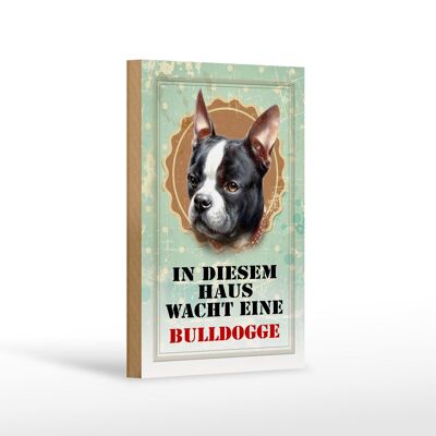 Cartello in legno cane 12x18 cm guardia della casa decorazione bulldog