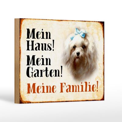 Holzschild Hund 18x12 cm Malteser mein Haus Garten Familie Dekoration