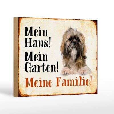 Holzschild Hund 18x12 cm Pekinese mein Haus Garten Familie Dekoration