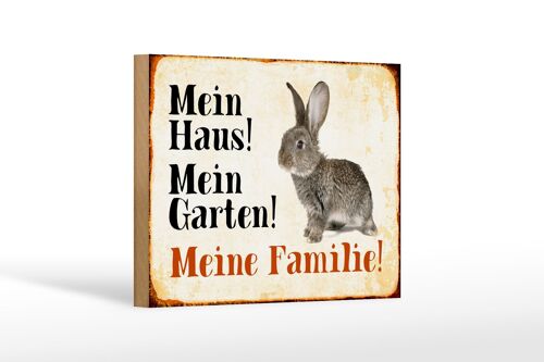 Holzschild Tiere 18x12 cm Hase mein Haus Garten Familie Dekoration