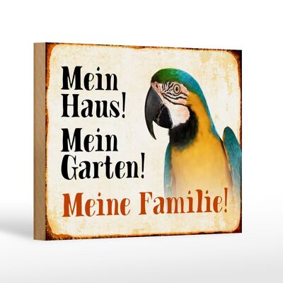 Wooden sign animals 18x12 cm parrot my house garden family decoration
