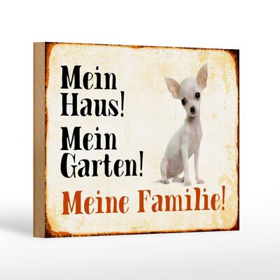 Wooden sign dog 18x12 cm Chihuahua my house garden family decoration