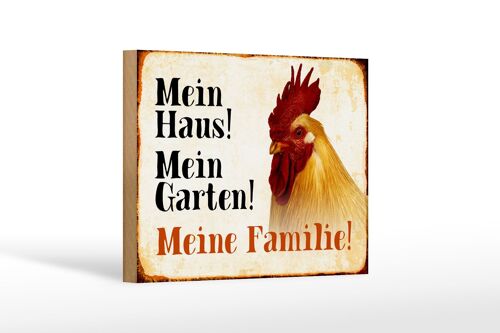 Holzschild Tiere 18x12 cm Huhn mein Haus Garten Familie Dekoration