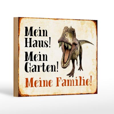 Wooden sign reptiles 18x12 cm dinosaur my house garden decoration