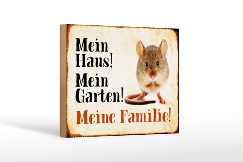 Holzschild Tiere 18x12 cm Maus mein Haus Garten Familie Dekoration