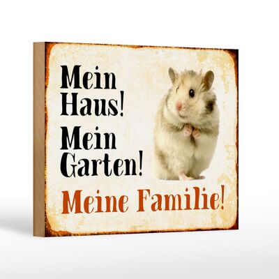 Holzschild Tiere 18x12 cm Hamster mein Haus Garten Familie Dekoration