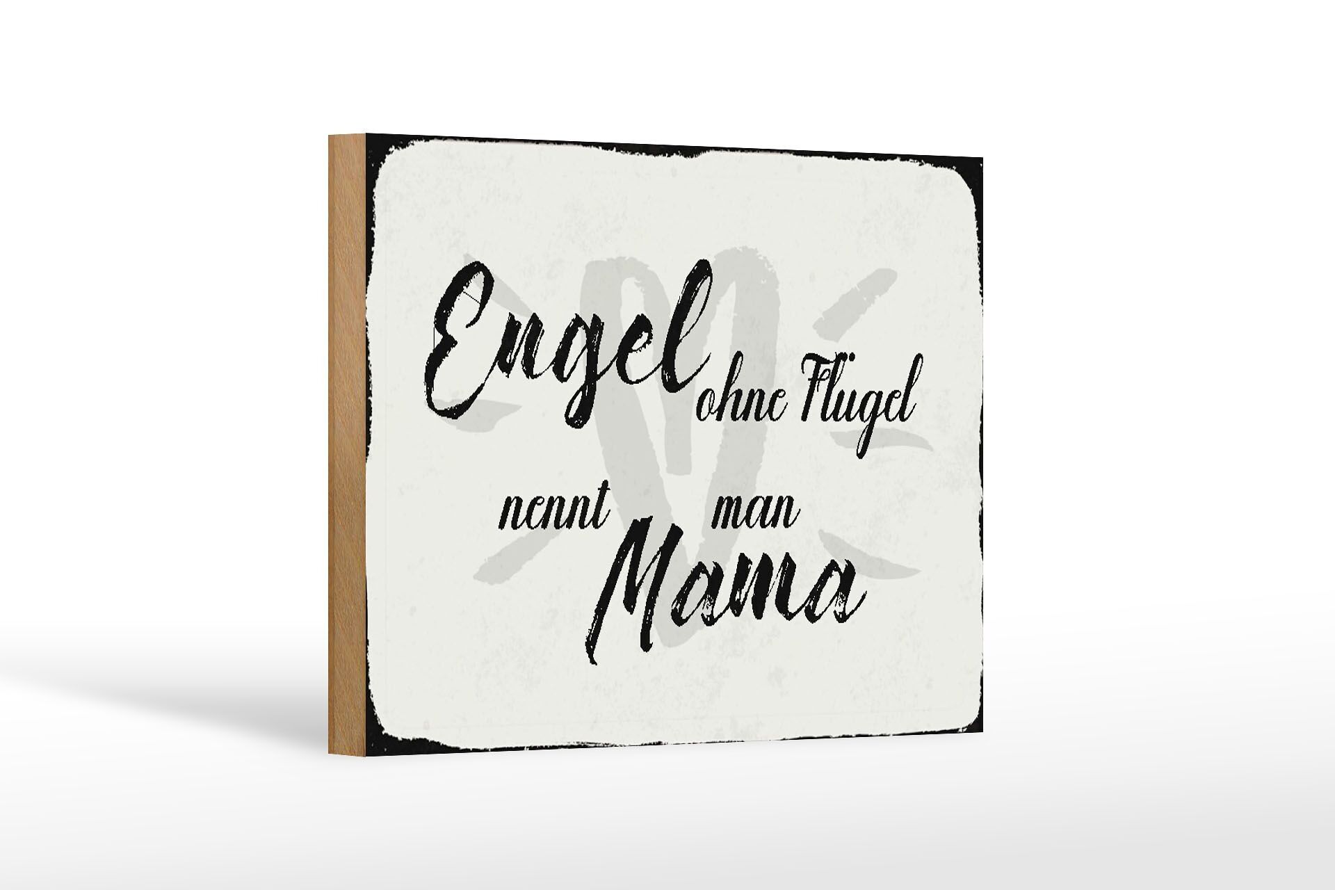Cartel de madera con texto 18x12 cm ángel sin alas mamá corazón decoración