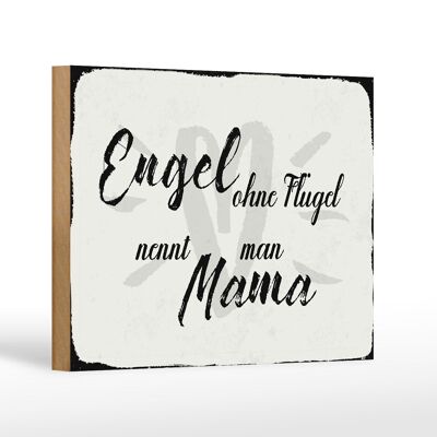 Cartel de madera con texto 18x12 cm ángel sin alas mamá corazón decoración