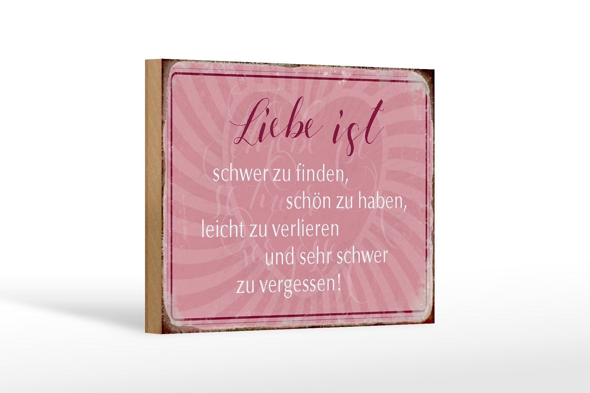 Targa in legno con scritta 18x12 cm l'amore è una decorazione difficile da trovare