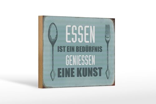 Holzschild Spruch 18x12 cm Essen ist eine Kunst Geschenk Dekoration