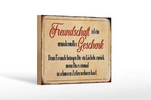 Holzschild Spruch 18x12 cm Freundschaft ist ein Geschenk Dekoration