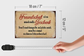 Panneau en bois disant 18x12 cm L'amitié est une décoration cadeau 4