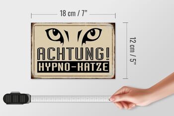 Panneau en bois rétro 18x12 cm Attention Hypno Chat décoration cadeau 4