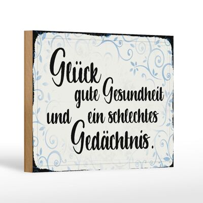 Wooden sign saying 18x12 cm luck good health gift decoration