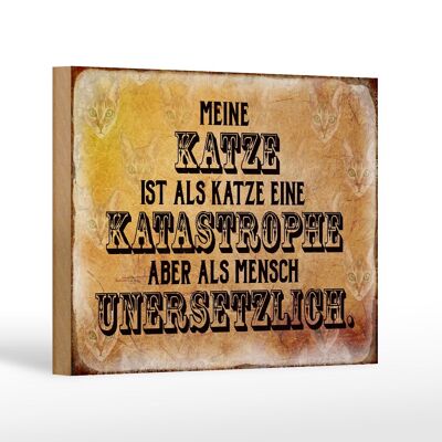 Holzschild Spruch 18x12 cm meine Katze ist eine Katastrophe Dekoration