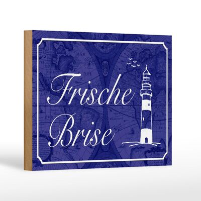 Holzschild Spruch 18x12 cm Frische Brise Meer Leuchtturm Dekoration
