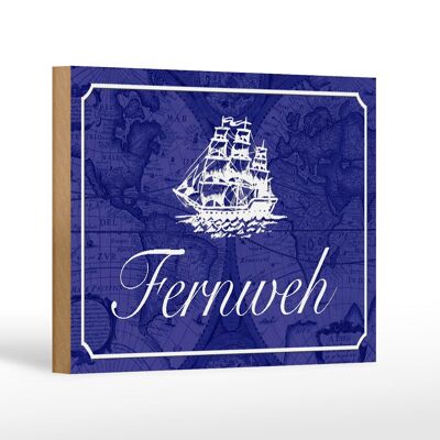 Wooden sign saying 18x12 cm wanderlust ship sea gift decoration