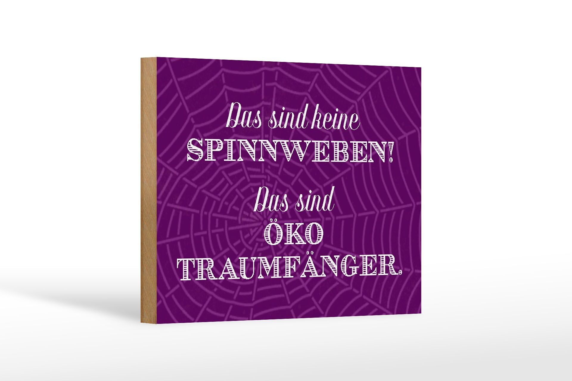 Cartello in legno con scritta 18x12 cm niente ragnatele decorazione eco acchiappasogni