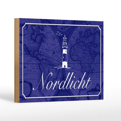 Cartello in legno con scritta 18x12 cm Decorazione Northern Lights Sea Lighthouse