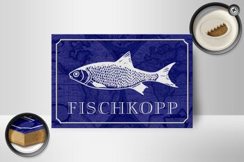 Panneau en bois disant 18x12 cm Décoration cadeau poisson Fischkopp 2