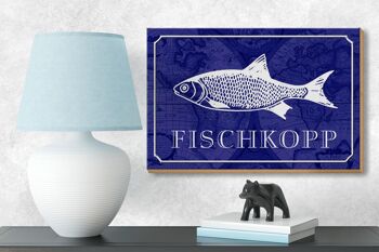 Panneau en bois disant 18x12 cm Décoration cadeau poisson Fischkopp 3