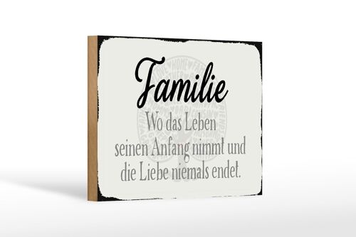 Holzschild Spruch 18x12 cm Familie wo Leben Anfang nimmt Dekoration
