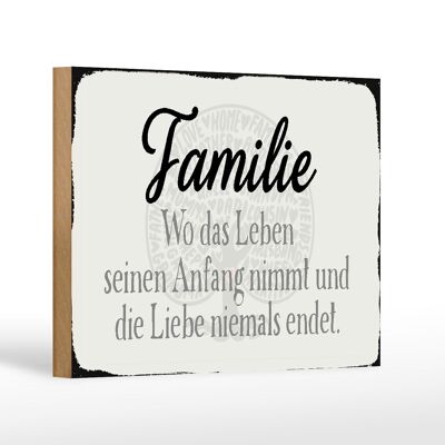 Holzschild Spruch 18x12 cm Familie wo Leben Anfang nimmt Dekoration