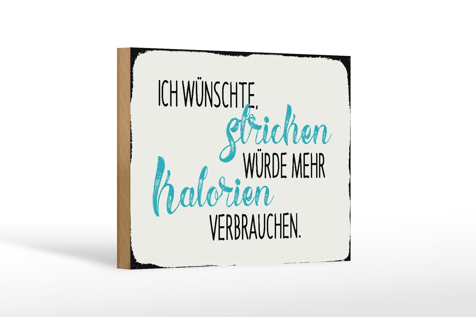 Cartello in legno con scritta 18x12 cm Vorrei che il lavoro a maglia fosse una decorazione