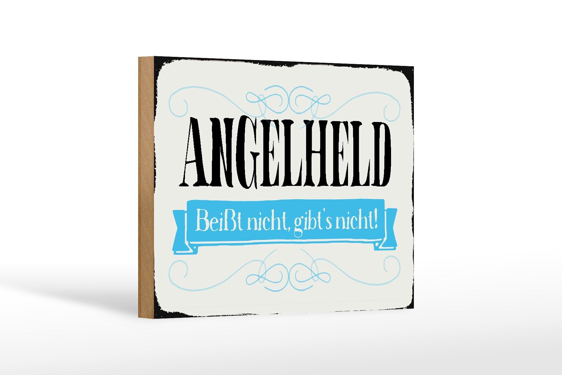 Cartel de madera que dice 18x12 cm El héroe de la pesca no muerde decoración de pesca