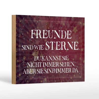 Holzschild Spruch 18x12 cm Freunde sind wie Sterne Geschenk Dekoration