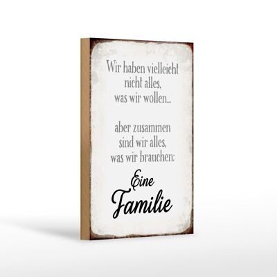 Cartello in legno con scritta 12x18 cm una famiglia insieme facciamo tutto decorazione