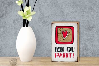 Panneau en bois disant 12x18 cm I you fit heart love decoration 3